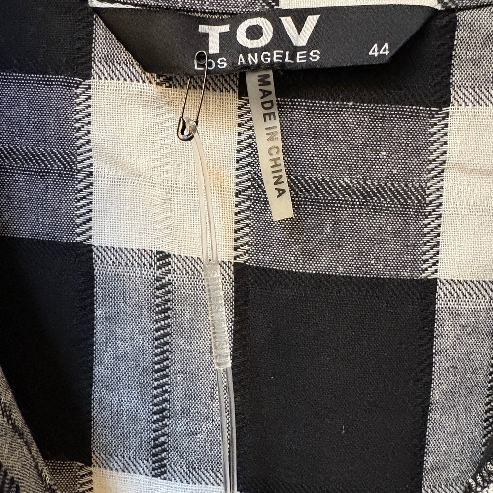 TOV Black and White Plaid Shirt Dress - Picture 2 of 6